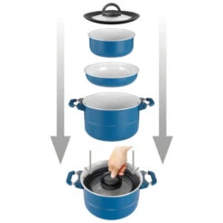 Set Pentole Brunner Carezza MagnetoGrip 7+1 Ø 22 11 Set Pentole Brunner Carezza MagnetoGrip 7+1 Ø 22 -Vendite Lando Sport set pentole brunner carezza magnetogrip ceramic vacublock system 22 cm 1